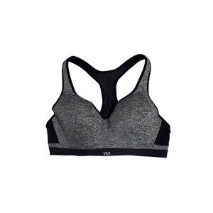 Victoria's Secret VSX The Incredible Sports Bra 38C Gray Black Padded Wicking